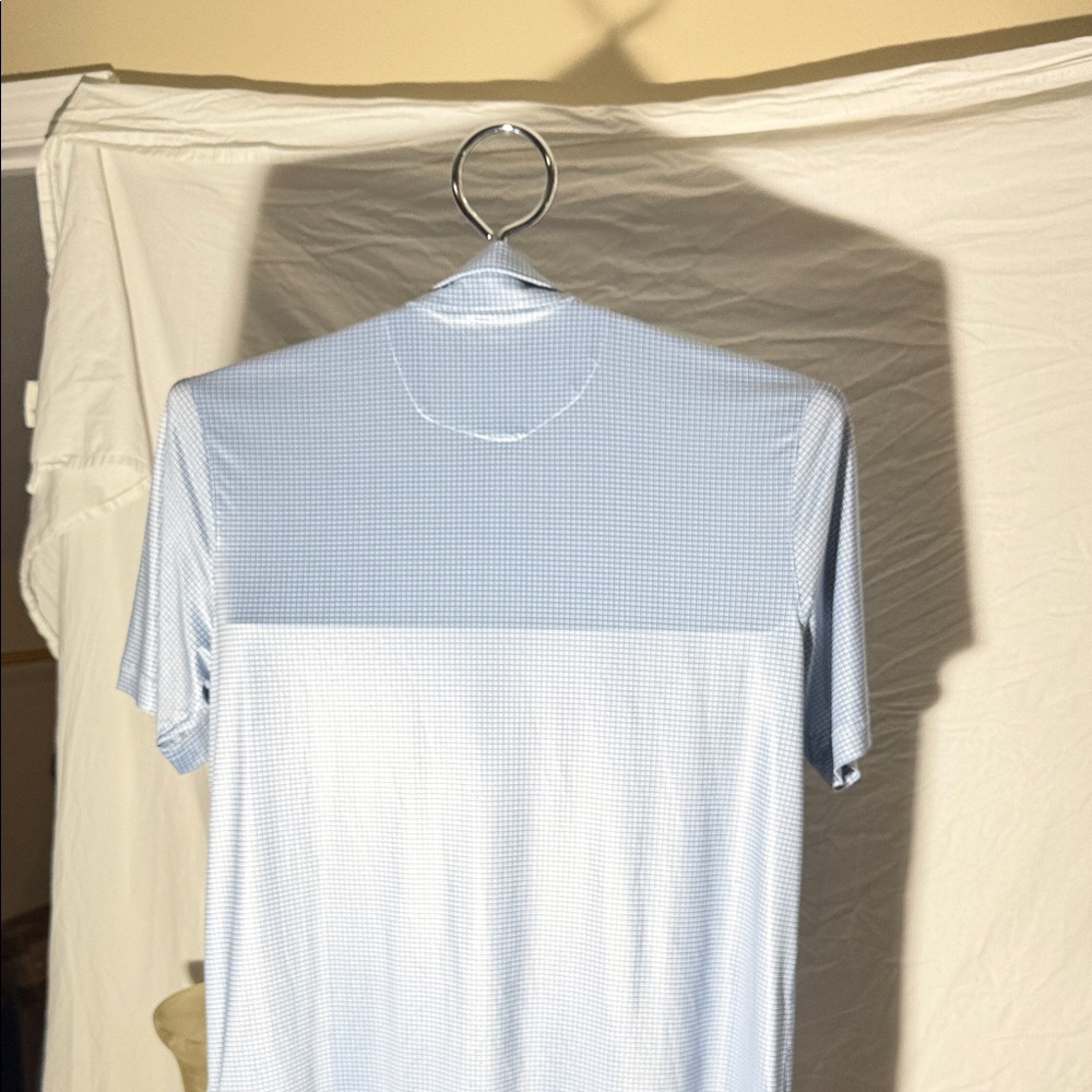 Men's Light Blue Micro-Pattern Performance Polo - image 5